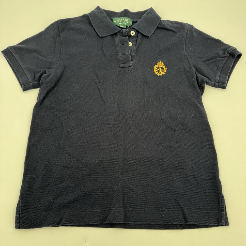 Lauren Ralph Lauren Petite Navy Blue Short Sleeve Polo Shirt Crest Logo‎